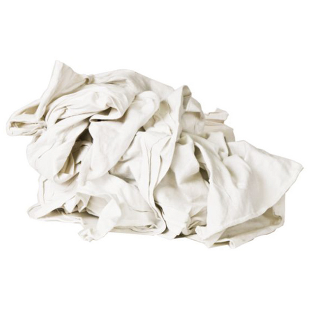 Reclaimed White T-Shirt Rags, Pro-Clean Basics