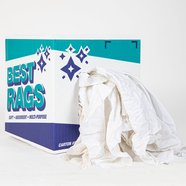 Premium Washed White Cotton knit Rags 50lbs Box