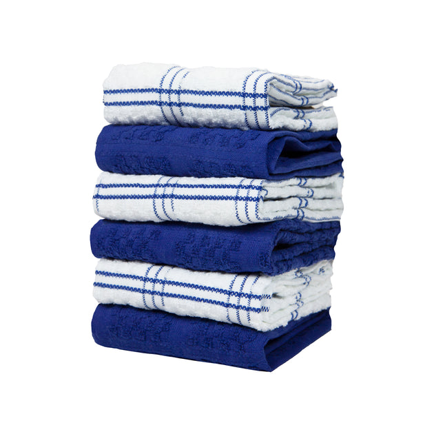 RIANGI Coastal Dish Towels Set of 6, Blue and White Kitchen Towels, 20x30  Inches Cotton, Mitered Corners, Blue and White Dish Towels, Perfect As