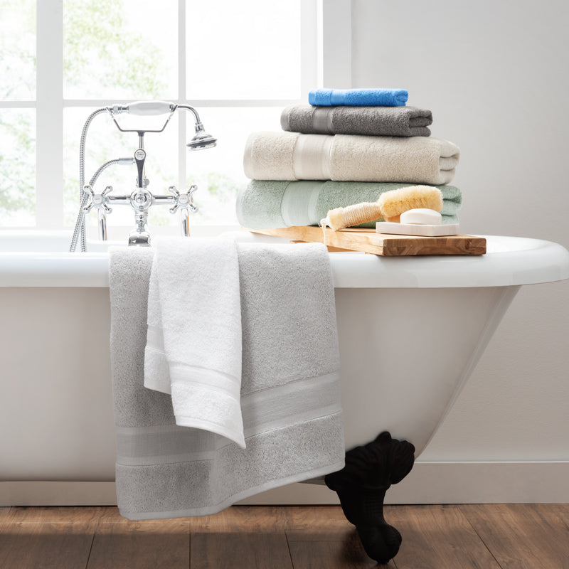 Arkwright Elite Pearl Bath Towels (Bulk Case of 24), 24x50, White, Cam  Border, Cotton Blend 