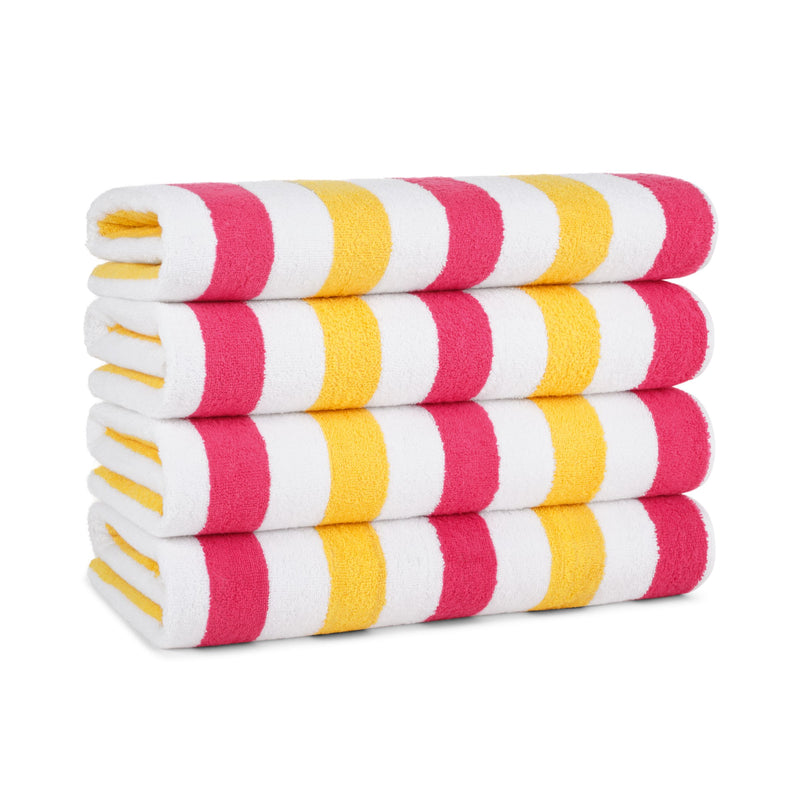 Cabo Cabana Oversized Beach Towels, 30x70 in., Soft Ring Spun Cotton, Six Stripe Color Combos, Buy a Set of 4 or a Case of 24