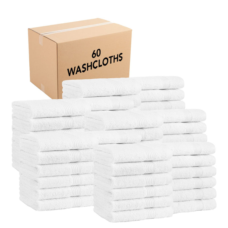 Host & Home Soft & Absorbent 100% Cotton Luxury Washcloths (12 Pack or Case of 60)I, Quick-Drying, 13x13 in., Six Color Options, Dobby Border, Perfect for Homes, Beach Houses, 5-Star Hotels, and Rental Properties