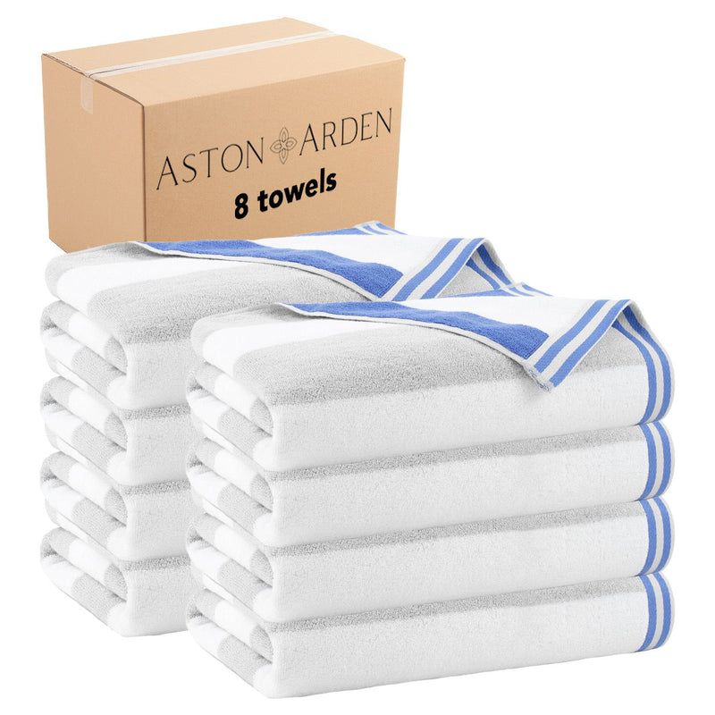 Aston and Arden Striped Reversible Oversized Thick Beach Towel (35x70 in., 600 GSM), Luxury Pool Towel, Extra Large Bath Towel