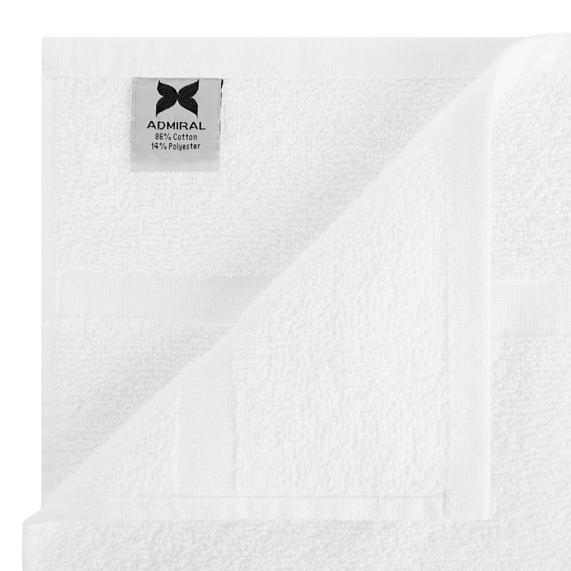 Admiral Hospitality Bath Towels, Size Options of 24x50 & 25x54, White Blended Cotton, Packs of 12 and Cases of 24