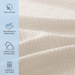 Host & Home 100% Cotton Basketweave Throw, Lightweight Blanket, 300GSM, 5 Colors, size options