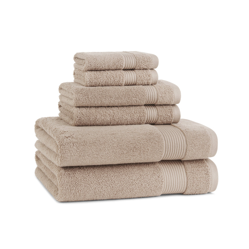 Arkwright Soft & Absorbent 100% Cotton Luxury 6-Piece Bath Towel Set, Quick-Drying, Six Color Options, Dobby Border, Perfect for Homes, Beach Houses, 5-Star Hotels, and Rental Properties (Pack of 6 or Case of 6 sets )