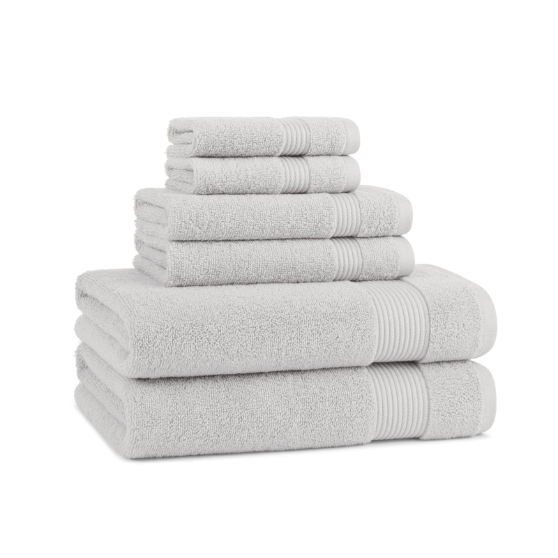 Host & Home Soft & Absorbent 100% Cotton Luxury 6-Piece Bath Towel Set, Quick-Drying, Six Color Options, Dobby Border, Perfect for Homes, Beach Houses, 5-Star Hotels, and Rental Properties (Pack of 6 or Case of 6 sets )