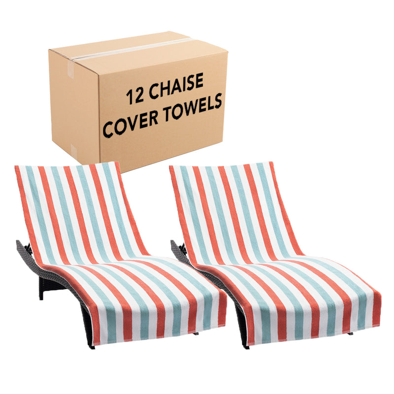 Cabo Cabana Chaise Lounge Chair Covers (2 Pack or Case of 12) - 30x85 with 8" Fitted Pocket