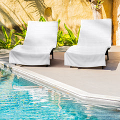 Las Rayas Pool Lounge Chair Cover 2-Pack with Fitted Top Pocket Extra Long 30x85 in.