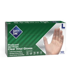 Safety Zone® Vinyl Powdered 3 Mil Gloves, Clear, Case of 1000 (10 Boxes)
