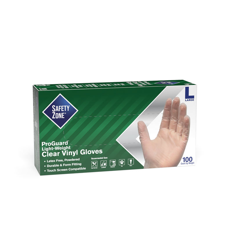 Safety Zone® Vinyl Powdered 2.5 Mil Gloves, Clear, Case of 1000 (10 Boxes)