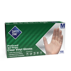Safety Zone® Vinyl Powdered 3 Mil Gloves, Clear, Case of 1000 (10 Boxes)