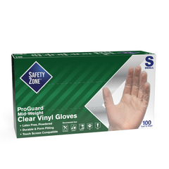 Safety Zone® Vinyl Powdered 3 Mil Gloves, Clear, Case of 1000 (10 Boxes)