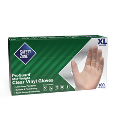 Safety Zone® Vinyl Powdered 3 Mil Gloves, Clear, Case of 1000 (10 Boxes)