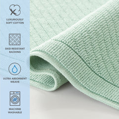 Host & Home Cotton 2-Piece Bath Rug Set (17x24 & 20x32), Stylish Textured Woven Design, Slip Resistant Backing, 5 Colors Options