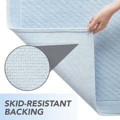 Host & Home Cotton 2-Piece Bath Rug Set (17x24 & 20x32), Stylish Textured Woven Design, Slip Resistant Backing, 5 Colors Options