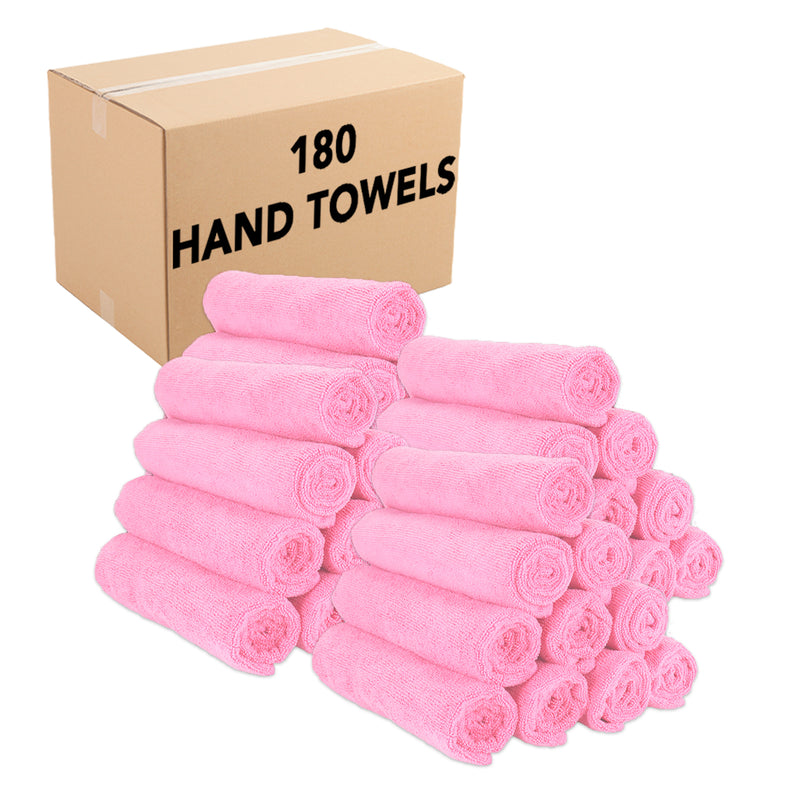 Microfiber Hand Towels (Case of 180), 15x24 in., Seven Color Options, For Gym, Home and Business