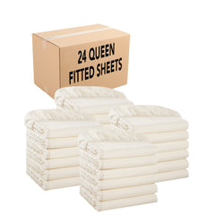 Host & Home Microfiber Fitted Sheets, White, Size Options, Pack of 6 or Case of 24