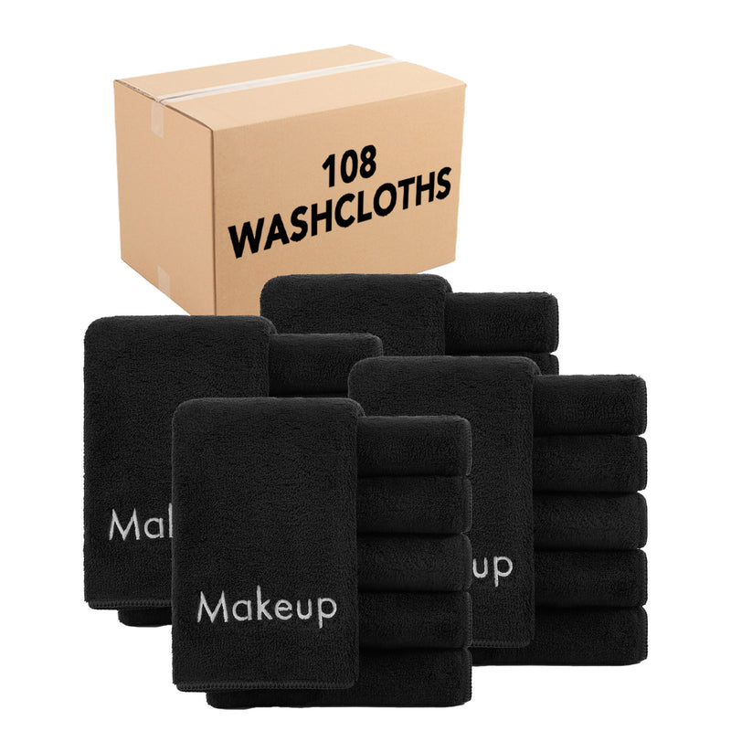 Coral Fleece Embroidered Microfiber Makeup Washcloths (Case of 108), 13x13 in., Three Colors