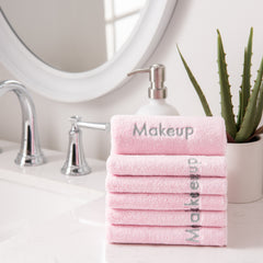 Bck2U Coral Fleece Embroidered Microfiber Makeup Fingertip Towels, 11x17 in., Four Colors, Buy a Set of 6 or Case of 72