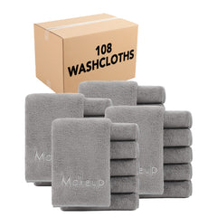 Coral Fleece Embroidered Microfiber Makeup Washcloths, 13x13 in., Three Colors, Buy a Set of 6 or Case of 108