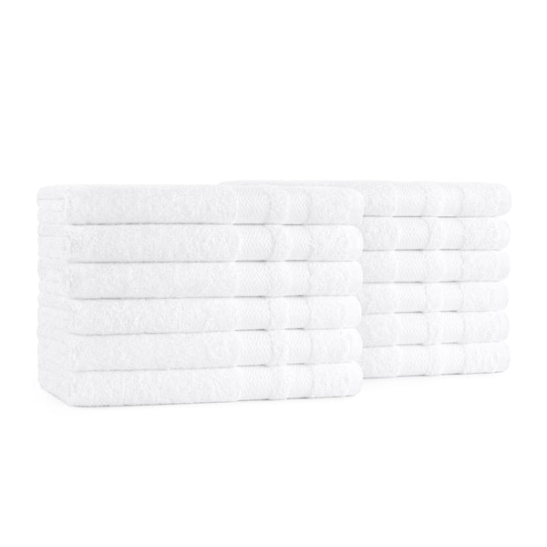 Superior Set of 6 White Ring Spun Combed Cotton Soft and Absorbent Hand Towels