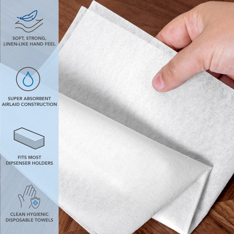 Host & Home Disposable Linen Replacement Hand Towels, Strong, Soft Cloth-Like Bathroom Towels, “12 x 17”, Folds to 4” x 8”, White, Buy Pack of 100 or a Bulk Case of 500