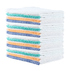 Qwick Wick Bar Mop Towels, 16 x 19 in., Terry Cotton Striped, Buy a Case of 60 or a 12-Pack