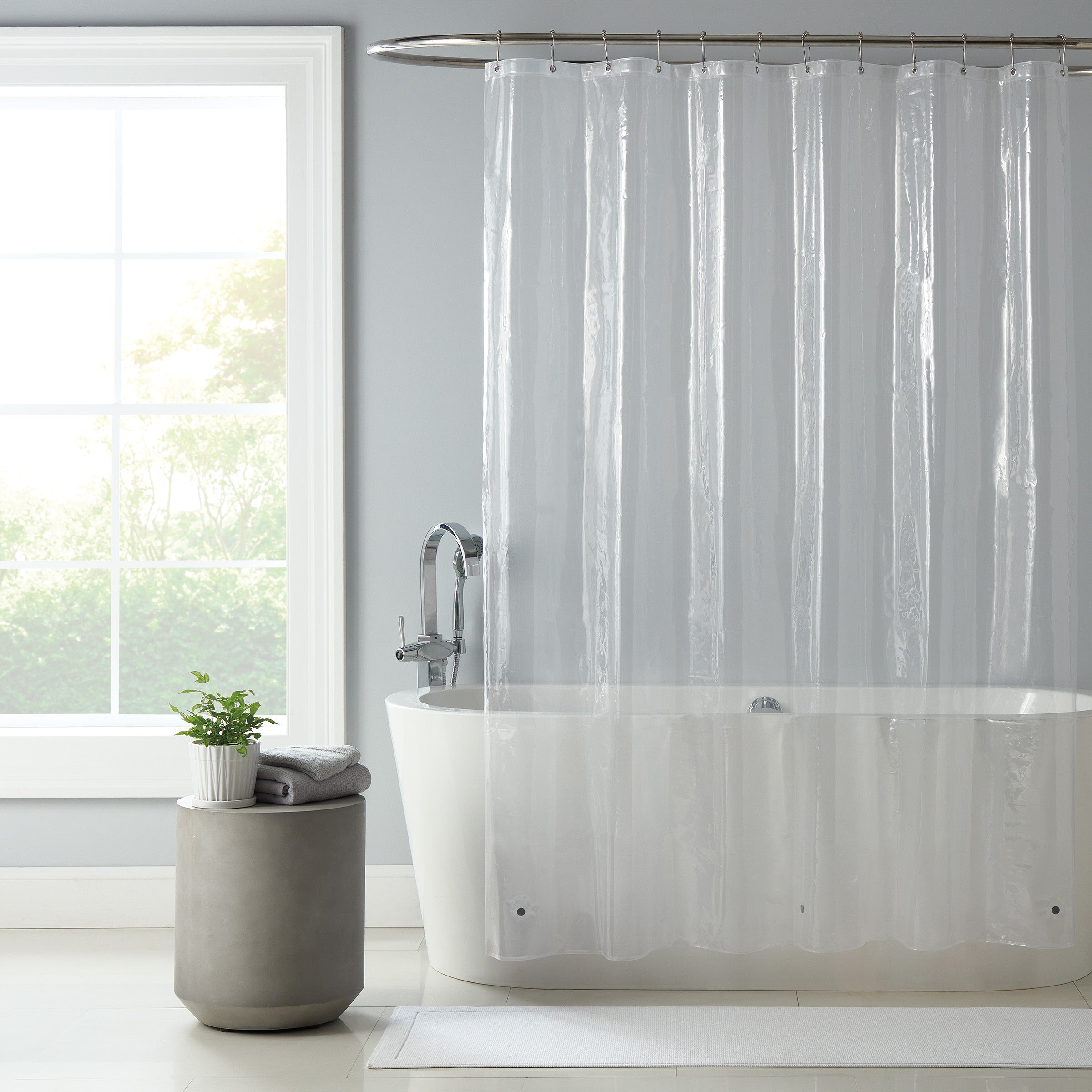 Clear PEVA Shower Curtain Liner – 72x72 Inches With Magnetic Weights & Metal Grommets