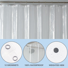 Host & Home Heavy Duty Shower Curtain Liner 2-Pack, Waterproof, 72” x 72”, Clear 8 Gauge PEVA Shower Liner, Soap Scum Resistant, Rust-Proof Metal Grommets, 