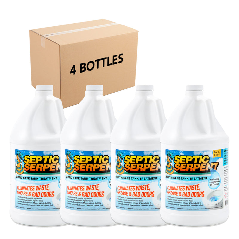 Septic Serpent™ Tank Treatment Fast-Acting Eco-Friendly Liquid Septic Tank Treatment Breaks Down Waste with High-Potency Enzymes & Beneficial Bacteria, All-Natural Protection for Septic Tanks
