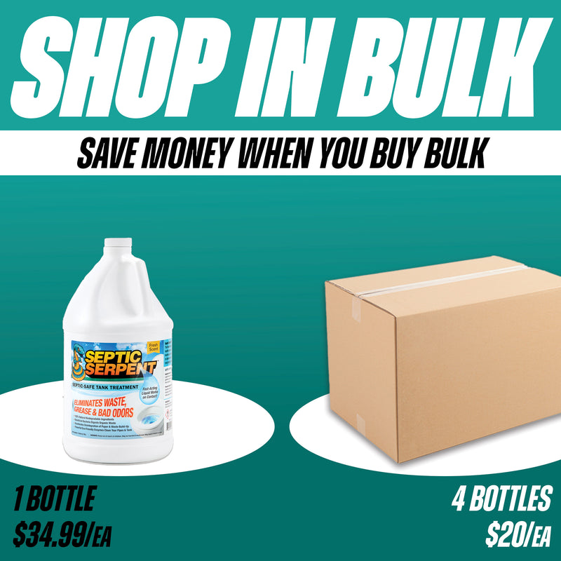 Septic Serpent™ Tank Treatment Fast-Acting Eco-Friendly Liquid Septic Tank Treatment Breaks Down Waste with High-Potency Enzymes & Beneficial Bacteria, All-Natural Protection for Septic Tanks