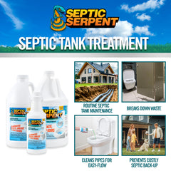 Septic Serpent™ Tank Treatment Fast-Acting Eco-Friendly Liquid Septic Tank Treatment Breaks Down Waste with High-Potency Enzymes & Beneficial Bacteria, All-Natural Protection for Septic Tanks