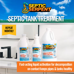 Septic Serpent™ Tank Treatment Fast-Acting Eco-Friendly Liquid Septic Tank Treatment Breaks Down Waste with High-Potency Enzymes & Beneficial Bacteria, All-Natural Protection for Septic Tanks
