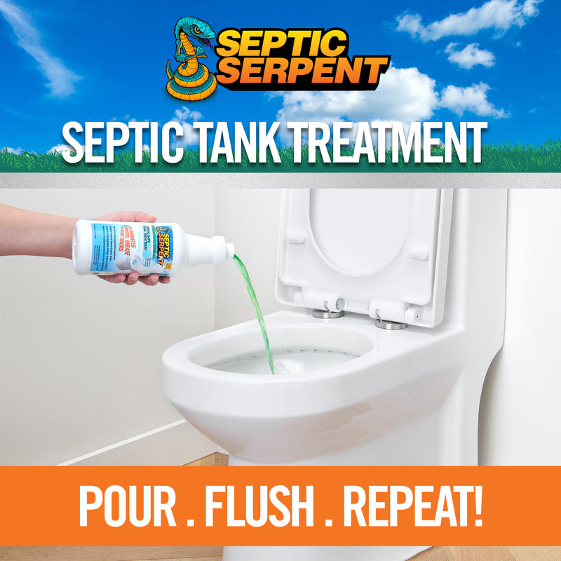 Septic Serpent™ Tank Treatment Fast-Acting Eco-Friendly Liquid Septic Tank Treatment Breaks Down Waste with High-Potency Enzymes & Beneficial Bacteria, All-Natural Protection for Septic Tanks