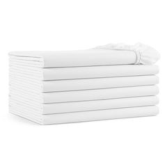 Host & Home Cotton Sateen Fitted Sheets, White, Fitted 15” Deep Pocket, Color-Coded Hem - Size Options - Twin, Twin XL, Full, Queen, King, 6 Pack or Case of 24