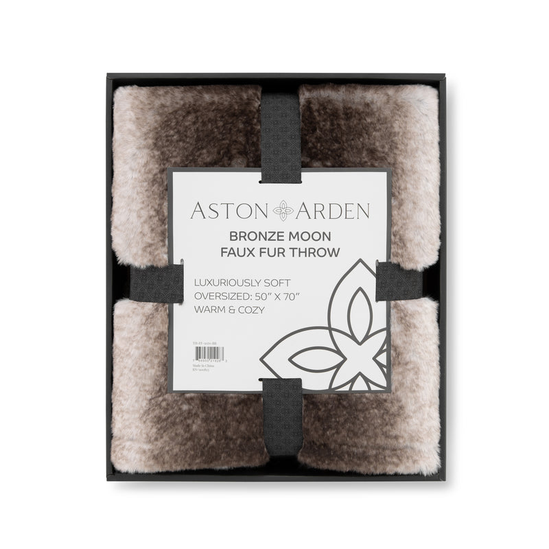 Aston & Arden Luxe Faux Fur Throw Blanket, Style Options, Oversized, 50”x70”, with Premium Gift Box