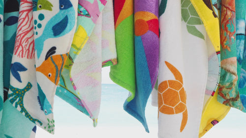 Printed Velour Beach Towel Beach Balls Design 30x60in. Buy one or