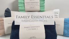 Family Essentials Premium Washcloths, 100% Ringspun Cotton, Soft & Absorbent, Contemporary Design with Dobby, Multipurpose, 12 & 24-Packs