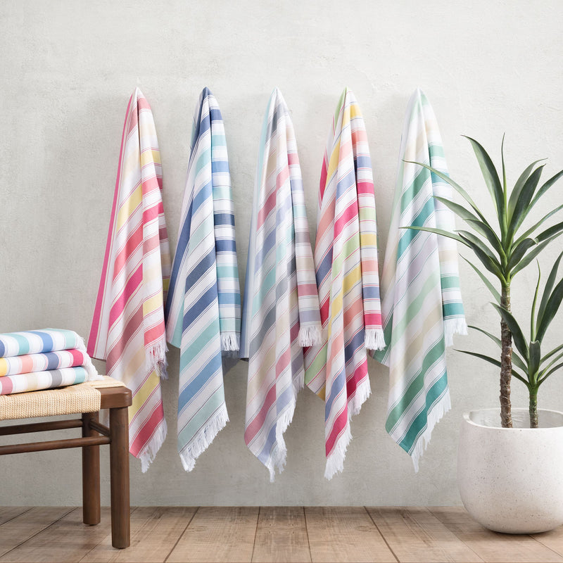 CASE of 24 Sand Free Turkish Beach Towel: 35 x 75, Striped Color Options, Cotton