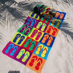 Printed Velour Beach Towel Flip Flops Design, 30x60in. Buy one or a Case of 24