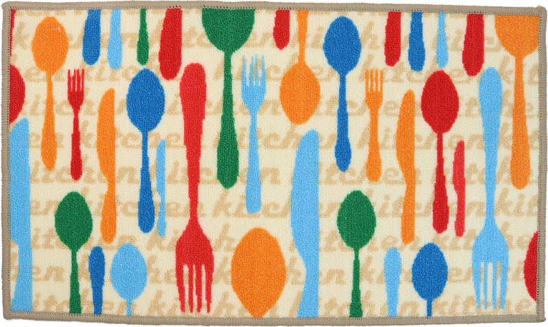 Sloppy Chef Printed Kitchen Rug - 18 x 30 in - Cutlery Design