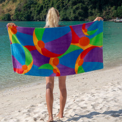 Printed Velour Beach Towel Beach Balls Design 30x60in. Buy one or a Case of 24