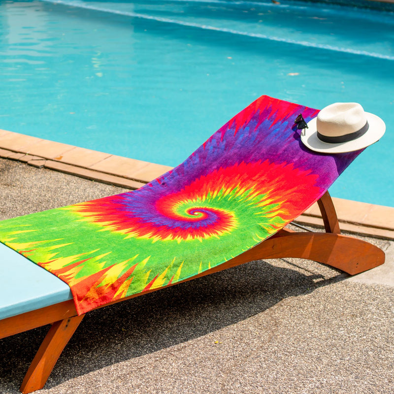 Printed Velour Beach Towel - 30 x 60 - Tie Dye Design, Buy One or a Bulk Case of 24