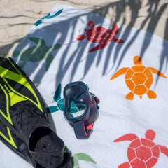 Printed Velour Beach Towel - 30 x 60 - Turtles Design, Buy One or a Bulk Case of 24