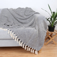 Common Ground Cotton Blankets (Pack of 12), Eco-Green Cotton Throws, Cotton, Pattern Options, Assorted Colors, 50x70 in.