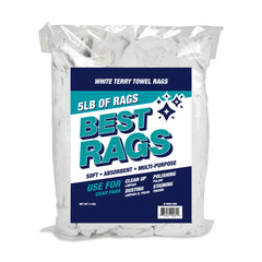 White Terry Rags, 14x14 to 20x20, Package Size Options - Bulk Available