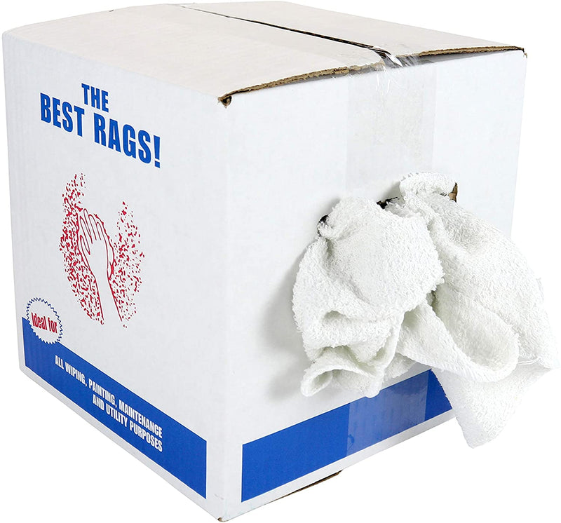 White Terry Washcloth Cleaning Rags - 11x11 to 13x13 - Packaging Size Options - Bulk Available
