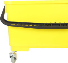 Flat Mop Bucket - 6 Gallons with Ergonomic Handle, Lid, Sieve and Wheels, Yellow
