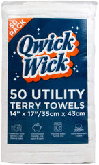 White Terry Bar Mop Towels Pack of 50 (14 x 17 in.), Cotton Multipurpose Cleaning Rags